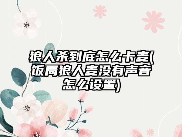 狼人杀到底怎么卡麦(饭局狼人麦没有声音怎么设置)