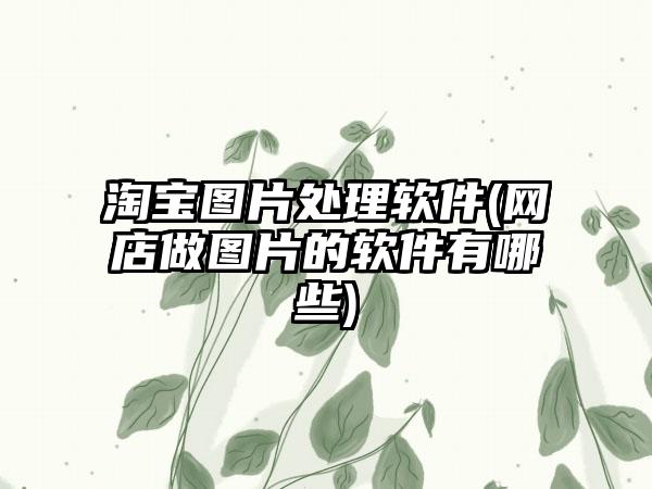 淘宝图片处理软件(网店做图片的软件有哪些)