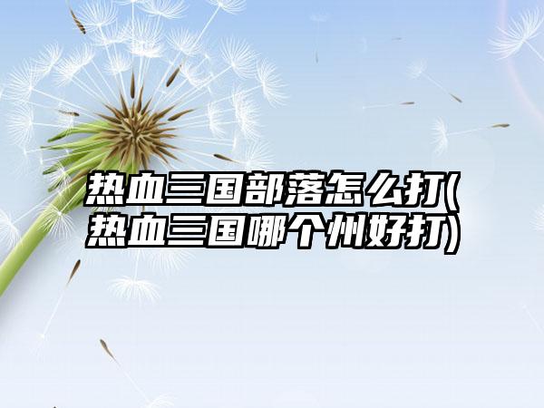 热血三国部落怎么打(热血三国哪个州好打)