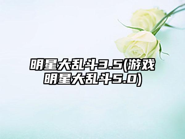 明星大乱斗3.5(游戏明星大乱斗5.0)