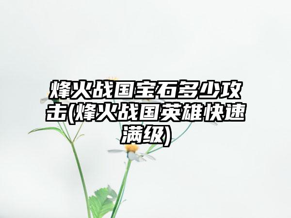 烽火战国宝石多少攻击(烽火战国英雄快速满级)