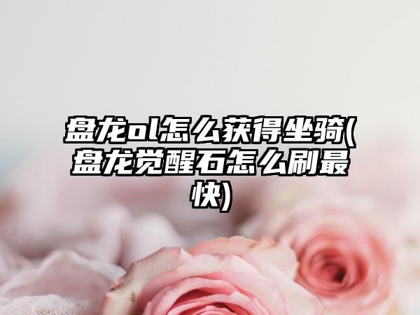 盘龙ol怎么获得坐骑(盘龙觉醒石怎么刷最快)