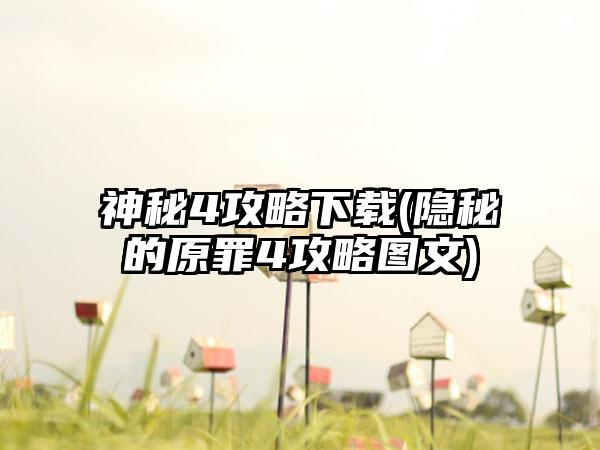 神秘4攻略下载(隐秘的原罪4攻略图文)