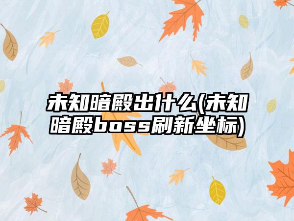 未知暗殿出什么(未知暗殿boss刷新坐标)