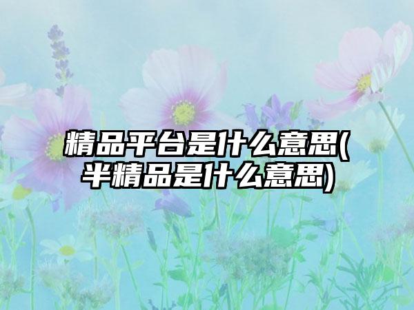 精品平台是什么意思(半精品是什么意思)