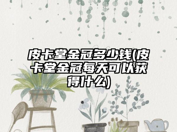 皮卡堂金冠多少钱(皮卡堂金冠每天可以获得什么)