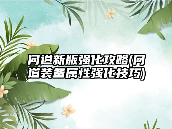 问道新版强化攻略(问道装备属性强化技巧)