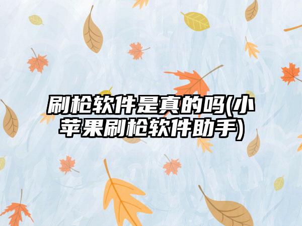 刷枪软件是真的吗(小苹果刷枪软件助手)