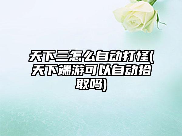 天下三怎么自动打怪(天下端游可以自动拾取吗)