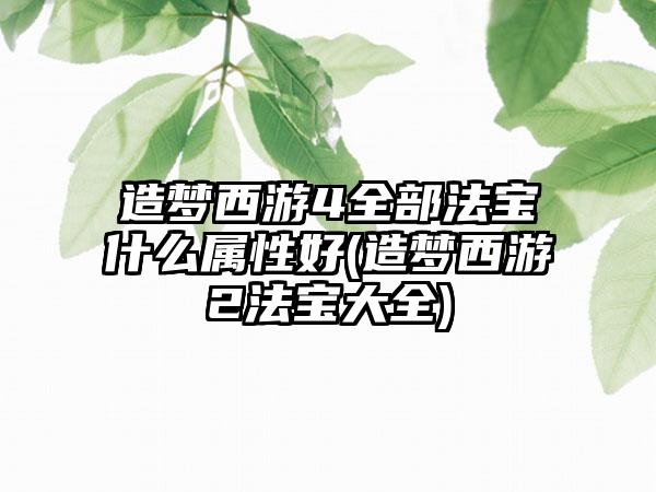 造梦西游4全部法宝什么属性好(造梦西游2法宝大全)